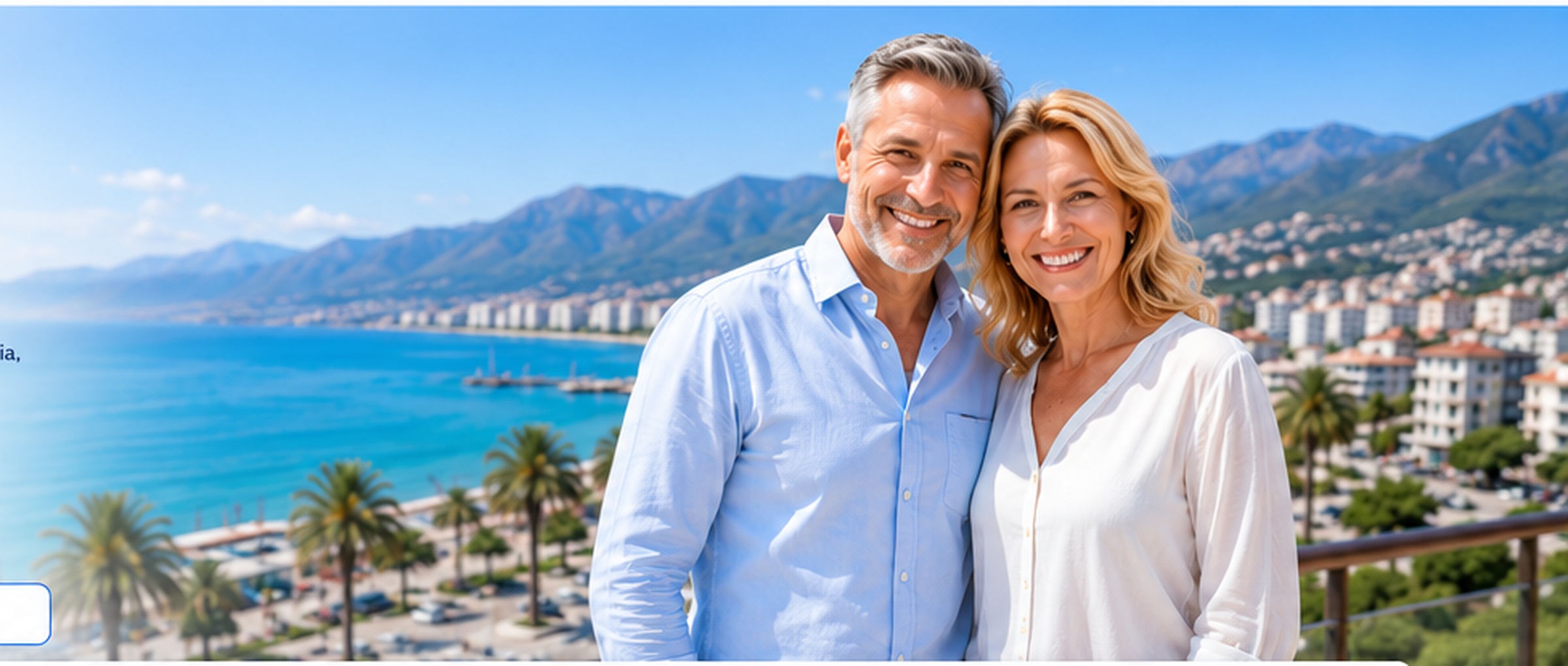 Coppia italiana sorridente sul lungomare di Valona, Albania